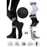 Dewberry 01575 3-Pack Silicone Grip Non-Slip Sports Socks-WHITE-BLACK-GREY Cijene