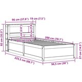  Okvir kreveta s uzglavljem 90 x 200 cm od masivne borovine | shoptok.hr