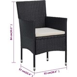  3-dijelni vrtni blagovaonski set s jastucima crni | shoptok.hr