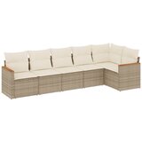  The Living Store Vrtna sedežna garnitura 6-delna z blazinami bež poli ratan - Vrtna Sedežna Garniture, (21460268) | Shoptok.si