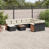 vidaXL 11-dijelni set vrtnih sofa od poliratana s jastucima crni | shoptok.hr
