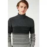 Koton Basic Knitwear Sweater Turtleneck Color Block