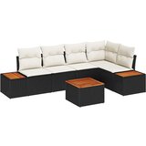 vidaXL Vrtna sedežna garnitura 6 pcs Črna in krem 264 x 154 x 85 cm, (5000020479) | Shoptok.si