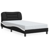 Maison Chic Posteljni okvir - Enojna postelja - Postelja za odrasle z vzglavjem črn in bel 100x200 cm umetno usnje-J9494, (21763518) Cene
