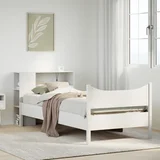 vidaXL Posteljni okvir brez vzmetnice bel 90x200 cm trdna borovina