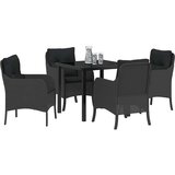 vidaXL Vrtni set za objed s jastukom 5 pcs Crna Poli ratan | shoptok.hr