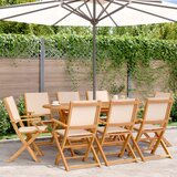 The Living Store Zložljivi vrtni stoli 8 kosov bež blago in trden les - Vrtni Stol, (21477640) | Shoptok.si