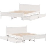 vidaXL Posteljni okvir brez vzmetnice bel 135x190 cm trdna borovina | Shoptok.si