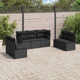  7-dijelni set vrtnih sofa od poliratana s jastucima crni | shoptok.hr