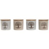 Zdjela za Šećer Home ESPRIT Bijela Bež Bambus Gres Keramika 9 5 x 9 5 x 9 5 cm (4 kom.) | shoptok.hr