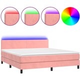  box spring s madracem LED ružičasti 180x200cm baršunasti | shoptok.hr