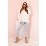 Kesi Włoski Women's viscose blouse with long sleeves and gold floral print ecru | shoptok.hr