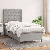 Box spring postelja z vzmetnico svetlo siva 80x200 cm blago, (20846618) Cene