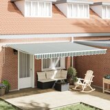 vidaXL Samodejna retraktibilna tenda Zelena in bela 450x300 cm, Zamenjava tenda za okvir 4.5x3 m Zelena in bela Cene