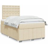 vidaXL Box spring postelja z vzmetnico krem 120x200 cm blago Cene