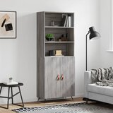 vidaXL Visoka komoda siva sonoma 69,5x34x180 cm inženirski les Cene