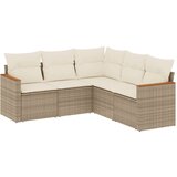 Maison Chic Seti vrtnega pohištva - Vrtna garnitura - Vrtni pohištvo set 5-delna z blazinami bež poli ratan, (21819590) | Shoptok.si
