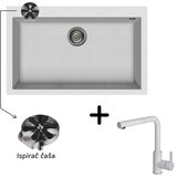  Sudoper Elleci Quadra 130 + slavina C02 Bianco + ispirač čaša | shoptok.hr