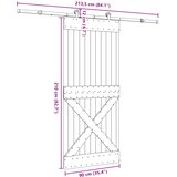  Klizna vrata NARVIK Prirodna i crna 90 x 210 cm (213,5 cm) | shoptok.hr