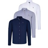 Dewberry TRIPLE SET G674 MENS SHIRT-NAVY BLUE-WHITE-GREY Cijene
