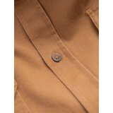 Ombre Men's REGULAR FIT cotton shirt with buttoned pockets - camel | Shoptok.si