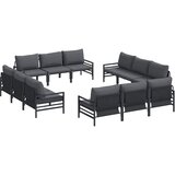  Sjedeća garnitura za vrt s jastukom 12 pcs Crna Čelik | shoptok.hr