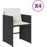 vidaXL Vrtne stolice s jastucima 4 kom crne od poliratana | shoptok.hr