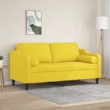 vidaXL Kavč dvosed z blazinami svetlo rumen 140 cm blago | Shoptok.si