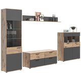 MID.YOU Dnevni Regal Mason, 4-Delno, Siva, Barva Hrasta | Shoptok.si