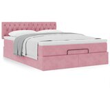 vidaXL Otomanska postelja z vzmetnico roza 140x190cm žamet | Shoptok.si