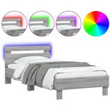  The Living Store Posteljni okvir z vzglavjem in LED siva sonoma 75x190 cm - Posteljni Okvir, (21525038) | Shoptok.si