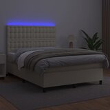Krevet box spring s madracem LED krem 140x190cm od umjetne kože | Eponuda.com