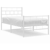 Metalni okvir kreveta uzglavlje i podnožje bijeli 100x190 cm | shoptok.hr