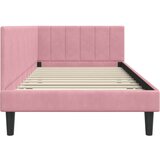  Kutni okvir kreveta Ružičasta 90 cm x 190 cm Baršun | shoptok.hr
