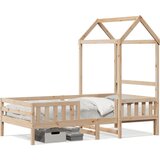  The Living Store Posteljni okvir s streho 100x200 cm trdna borovina - Posteljni Okvir, (21524590) Cene