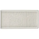 Bel keramični pladenj V gozdu, 30 x 15 cm
