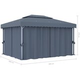 Sjenica sa zastorom 4 x 3 m antracit aluminijska | shoptok.hr