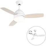 QAZQA Stropni ventilator bel z daljinskim upravljalnikom - Rotar Cene
