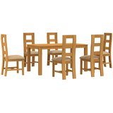  Blagovaonski set 7 kom. Bež Čvrsto Hrastovo Drvo 150 x 85 x 75 cm | shoptok.hr