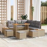 vidaXL 9-dijelni vrtni sofa set s jastučićima bež poli ratan akacija | shoptok.hr