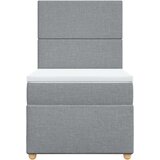 vidaXL Box spring postelja z vzmetnico svetlo siva 90x200 cm blago | Shoptok.si