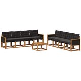 vidaXL Zunanja garnitura za sedenje z blazino 9 pcs Naravna in črna, (5000269926) | Shoptok.si