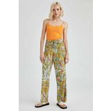 Defacto Traditional Patterned High Waist Wide Leg Pocketed Viscose Trousers cene
