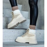Gemre Beige ankle boots on a thick sole with fur Best | Shoptok.si