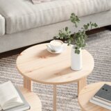 vidaXL Klubska miza 3 pcs Naravni 47.5 x 47.5 x 27 cm | Shoptok.si
