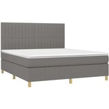  Box spring postelja z vzmetnico LED temno siva 160x200 cm blago, (20938025) | Shoptok.si