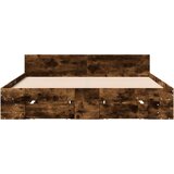 vidaXL Posteljni okvir s predali dimljen hrast 150x200 cm inž. les | Shoptok.si