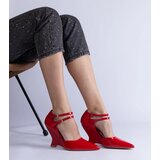 Gemre Red patent wedge pumps with buckles Vizario | Shoptok.si