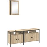 vidaXL set ormarića za kupaonicu od 3 komada od Sonoma hrasta konstruirano drvo, ormarić za umivaonik od Sonoma hrasta 80x30x60 cm konstruirano drvo | shoptok.hr