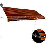 vidaXL Ročno zložljiva tenda z LED lučmi 350 cm oranžna in rjava Cene
